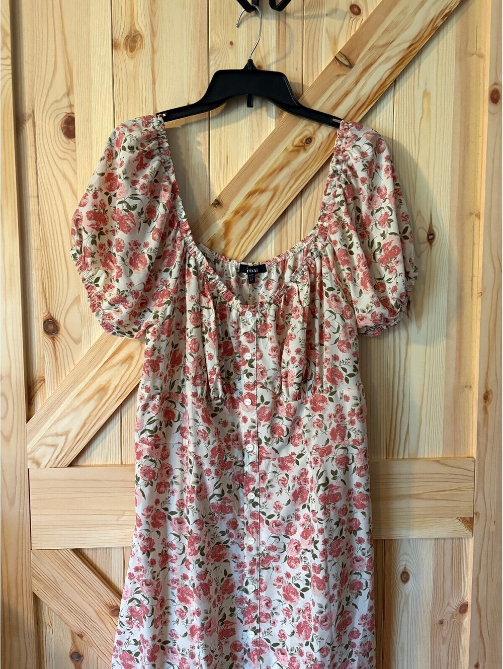 Trixxi Floral Print Button Front Dress 2X
